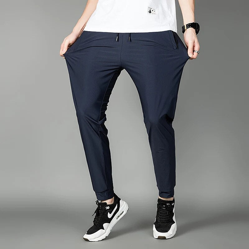 Summer Men's Casual Pants Thin Business Stretch Slim Fit Elastic Waist  Korean Classic Jogger