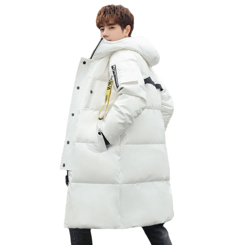 Winter 2024 White Duck Down Jacket for Men – Medium Long Fashion Work Puffer Coat