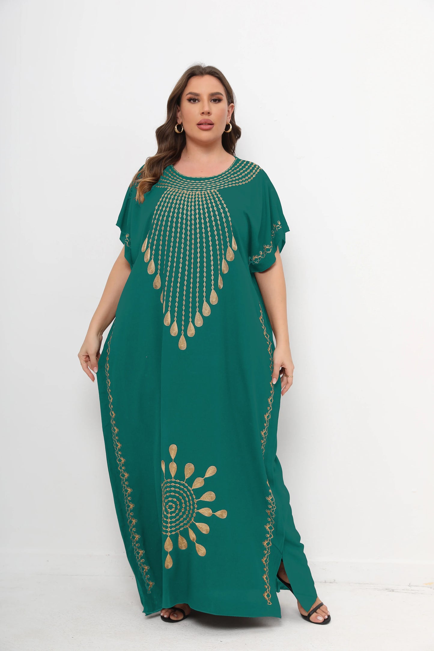 Muslim Abayas For Women Dashiki 100% Cotton Short Sleeve Maxi Loose  Elegant Dresses