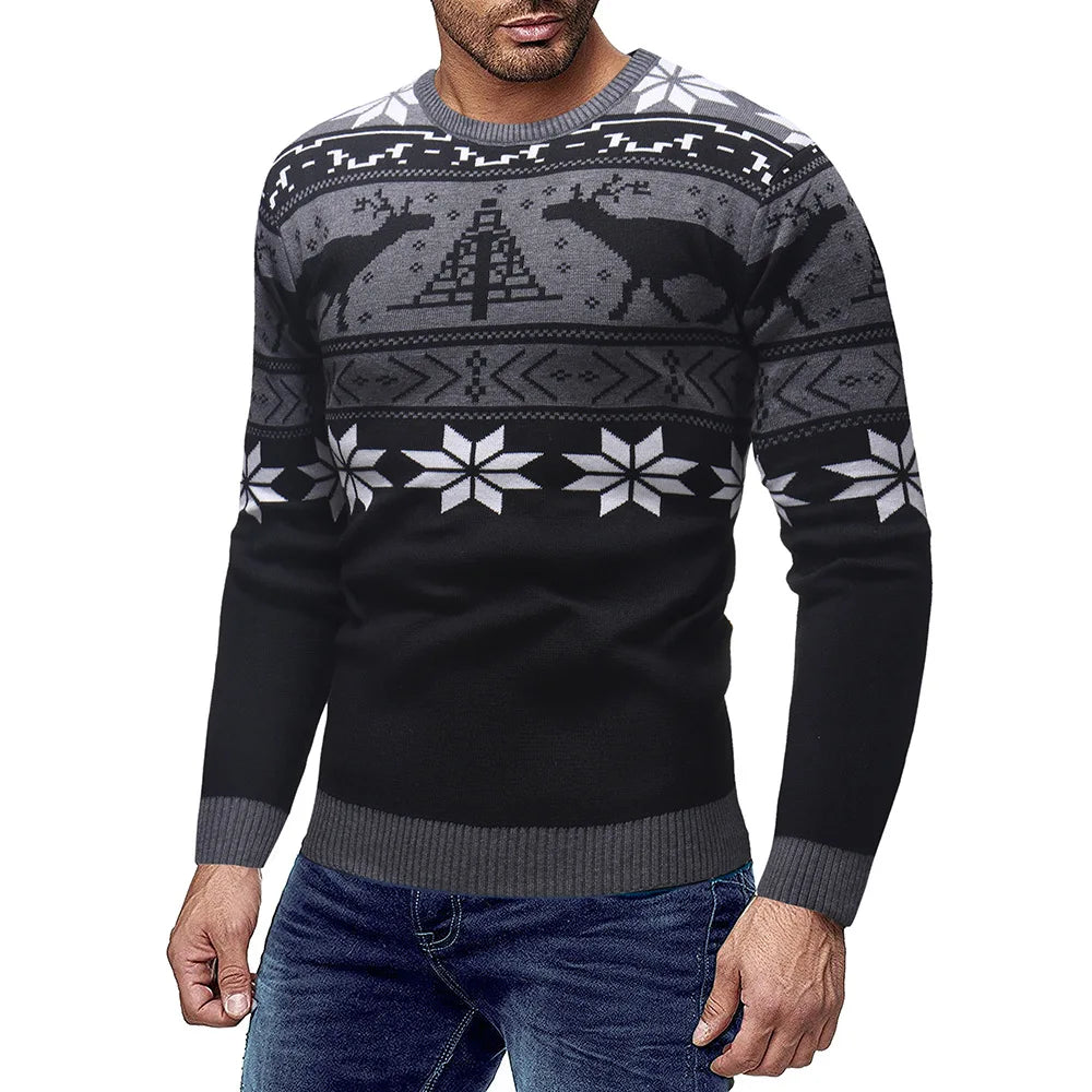 Men's Casual Deer Pullover Sweater