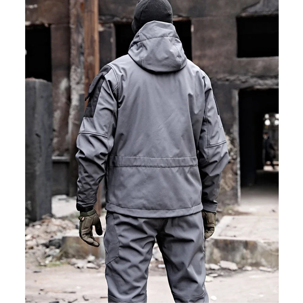 Men's Waterproof Tactical Winter Suit – Windproof Hooded Jacket; Fleece-Lined Thermal Pants Set