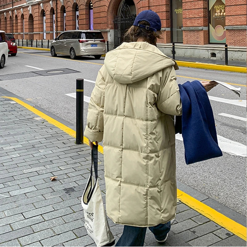 New Warm Thick Winter Long Parka for Women – Elegant Cotton-Padded Jacket with Hood