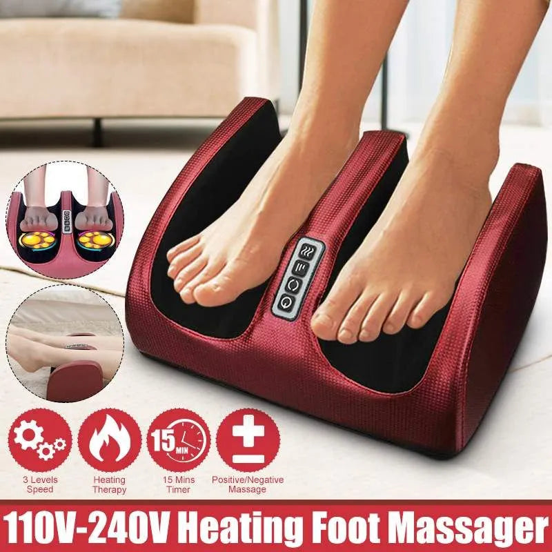 Electric Foot Massager Kneading Roller with Heat and Pain Relief Therapy