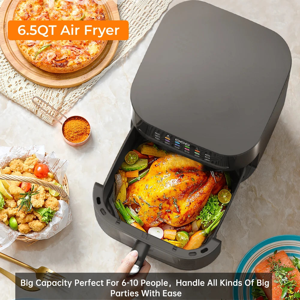 ZUSBYI 6.5QT Air Fryer Oven with Visible Window, Digital Colorful Screen, 12-in-1 Functions