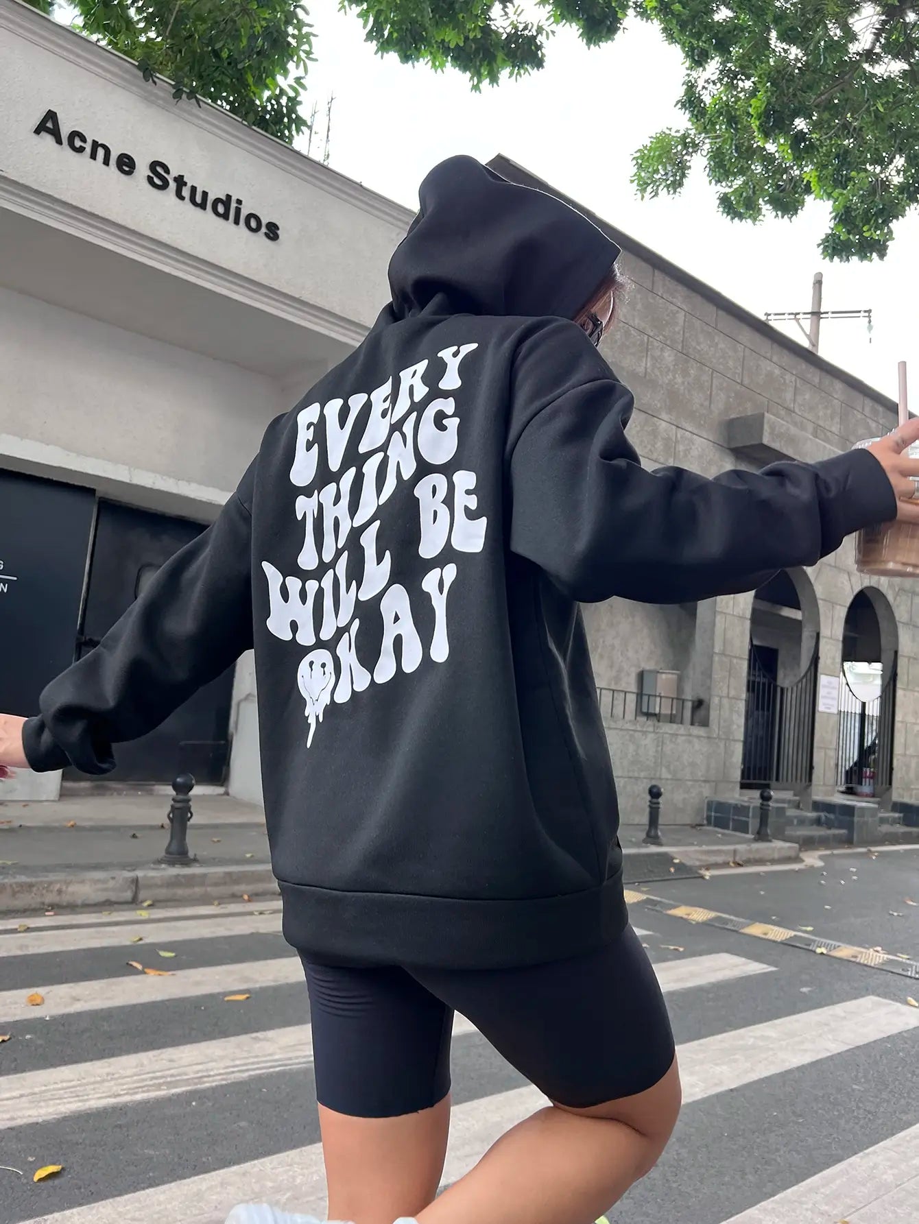 Creative Letter Hoody Female Casual Pocket  Fashion Loose Warm Comfortable Pullover