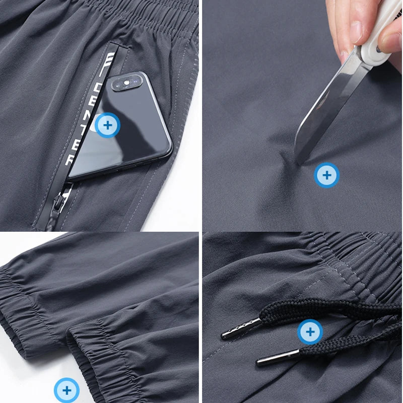 Quick Drying Sport Pants With Zipper & Pockets Fitness Casual Sweatpants