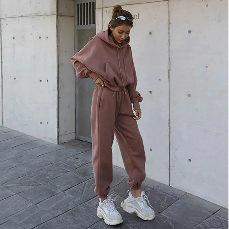 Hoodies Sweatshirts Suit Warm Casual Loose Long Sleeve Pullovers Sport Winter Pants Top  for Women