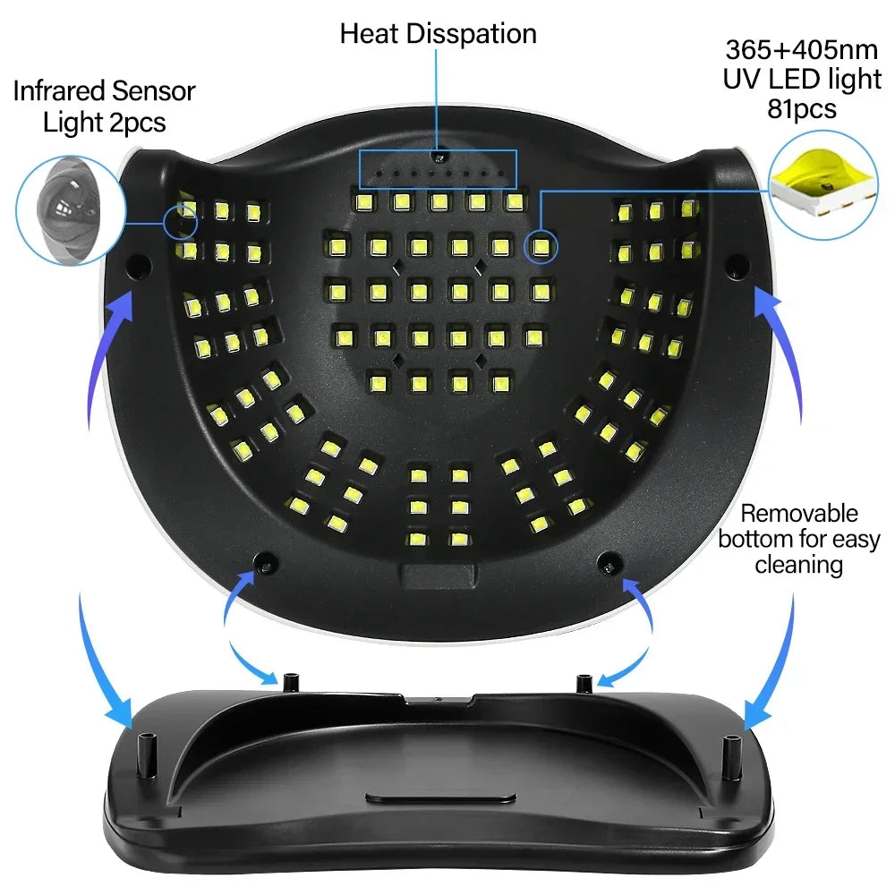 380W UV LED Nail Lamp Dryer with 81 LEDs & 4 Timer Settings-auto sensor