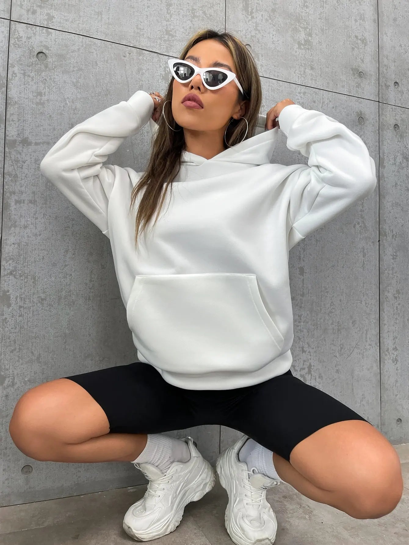 Creative Letter Hoody Female Casual Pocket  Fashion Loose Warm Comfortable Pullover