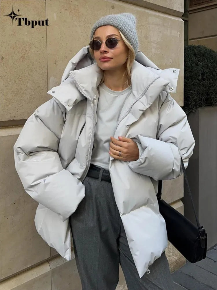 Women's Fashion Hooded Cotton-padded Short Jacket Casual Long Sleeve Zipper Winter coat for ladies