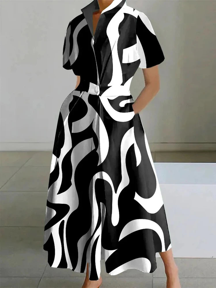 Elegant Geometric Printing  Women's Summer Dresses