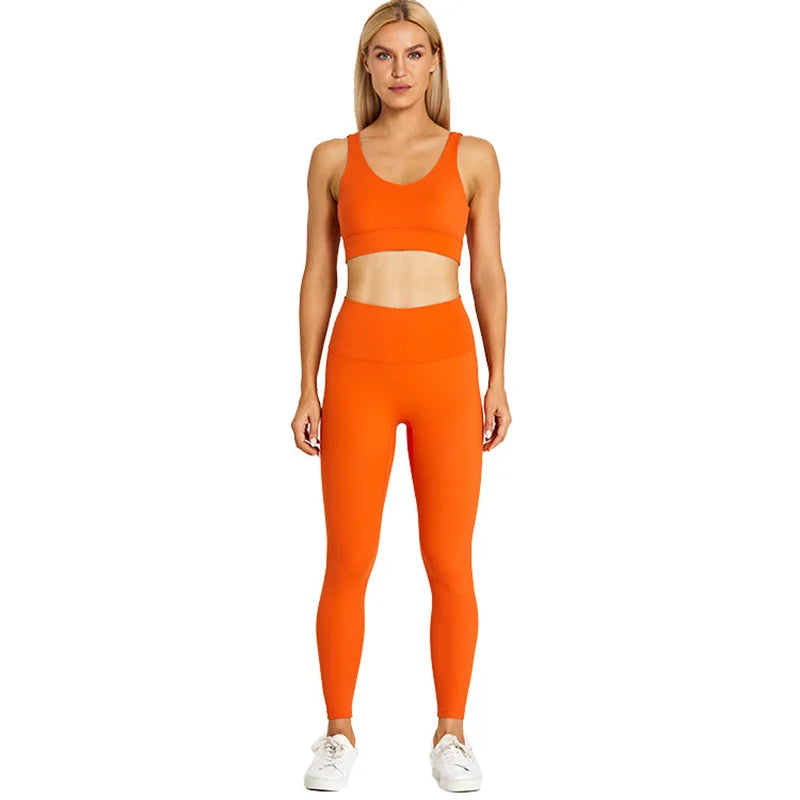 Tight Leggings Sports Fitness Cross Gym Bra Top 2pcs Sport Suit For Women