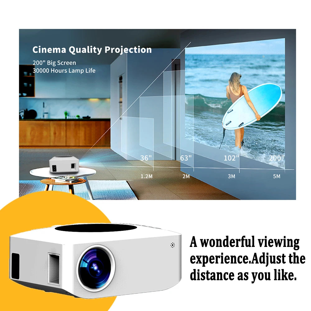 Wireless Projector Outdoor Support 1080P Mini Projector 360 Home Cinema HDMI-compatible Smart TV