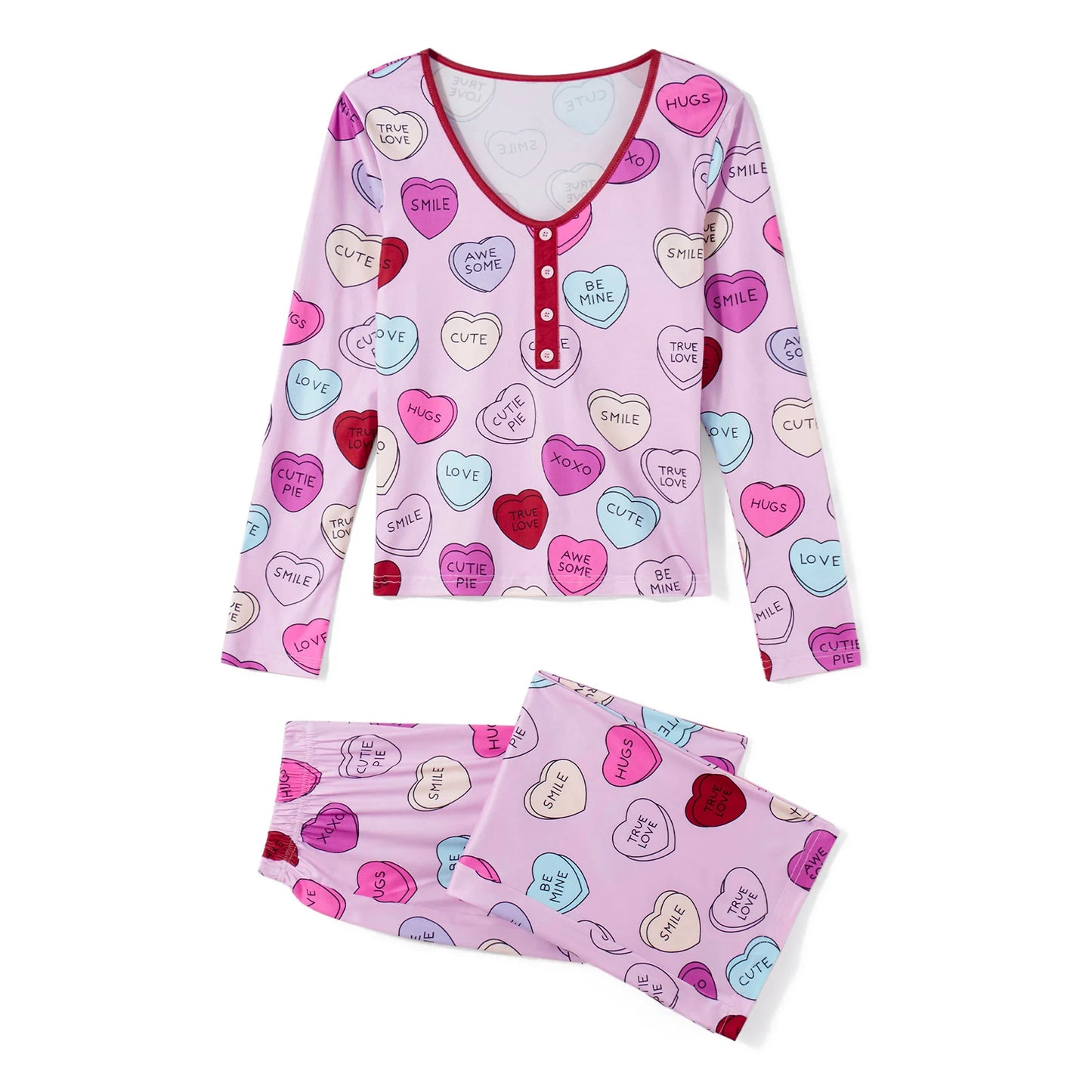 Mommy and Me Matching Valentine’s Pajama Set with Heart Print