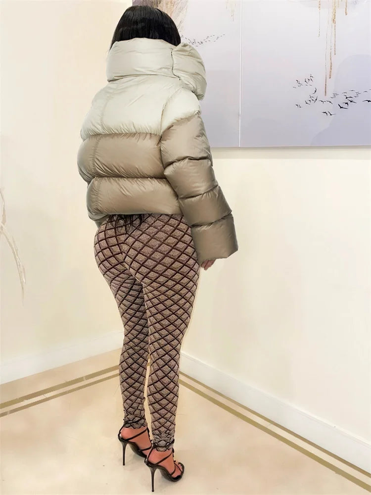 Turtleneck Thick Parkas Quilted Warmth Long Sleeve Winter Cotton-Padded Puffer Bubble Coat