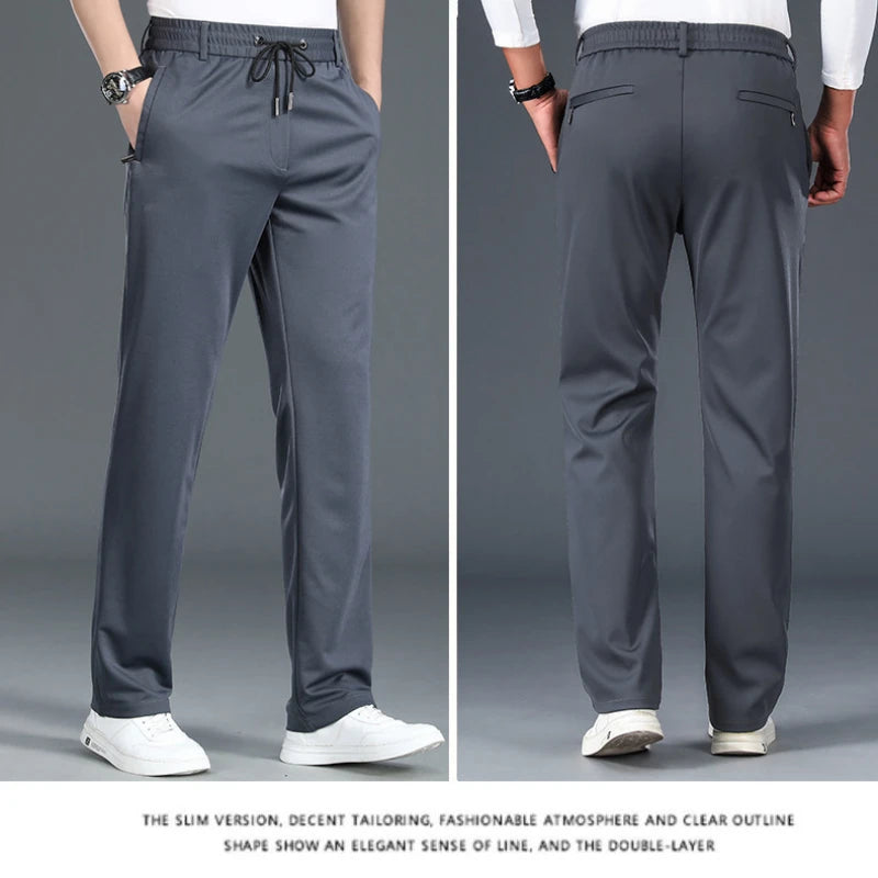 Elastic Waist Business Pants Loose Straight Stretch Running Sports Pants for men