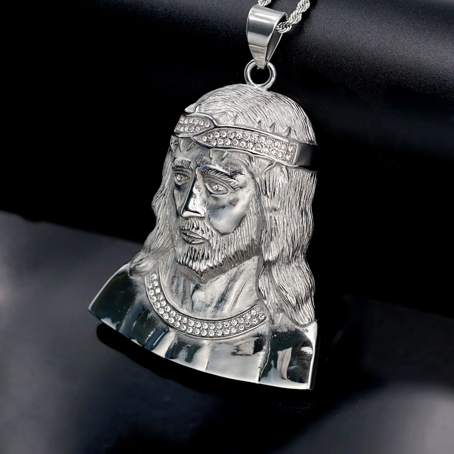 New Hip Hop Iced Out Big Christian Pendant Stainless Necklaces for  Men