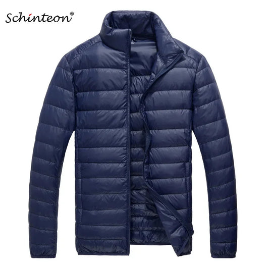 Men’s Ultralight White Duck Down Jacket - Schinteon, Stand Collar, Lightweight Autumn Outwear