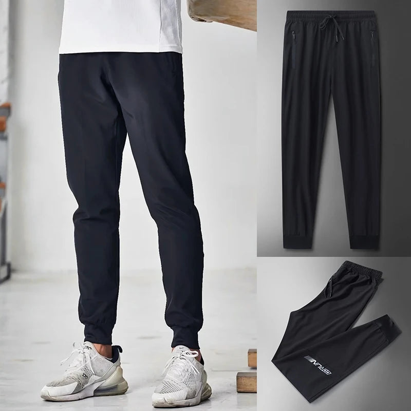 Quick Drying Sport Pants With Zipper & Pockets Fitness Casual Sweatpants