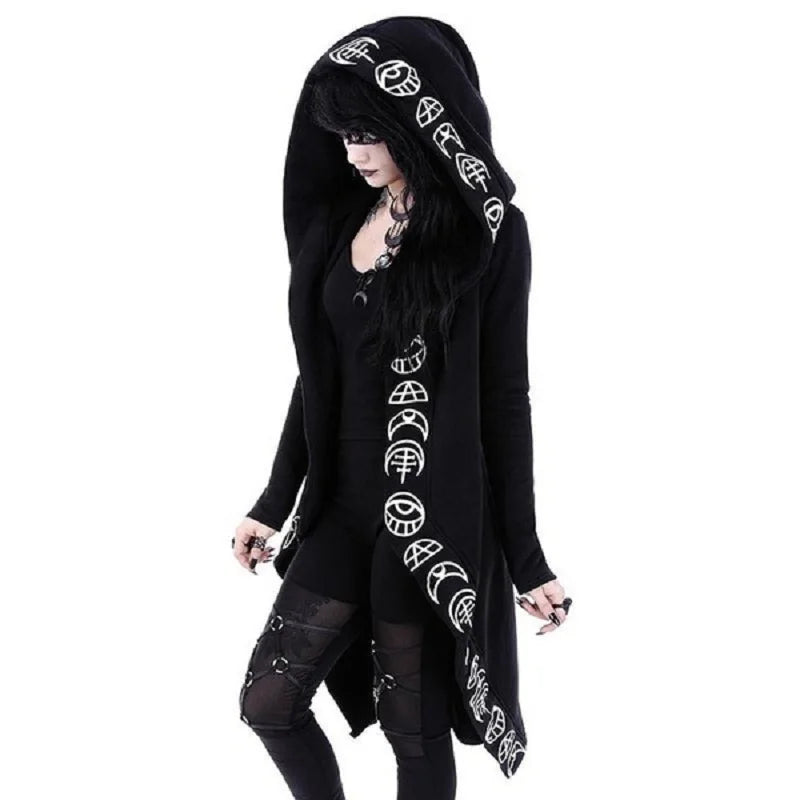 Fashion Trend Ladies Punk Moon Pattern Printed Long-sleeved Cardigan Sweater