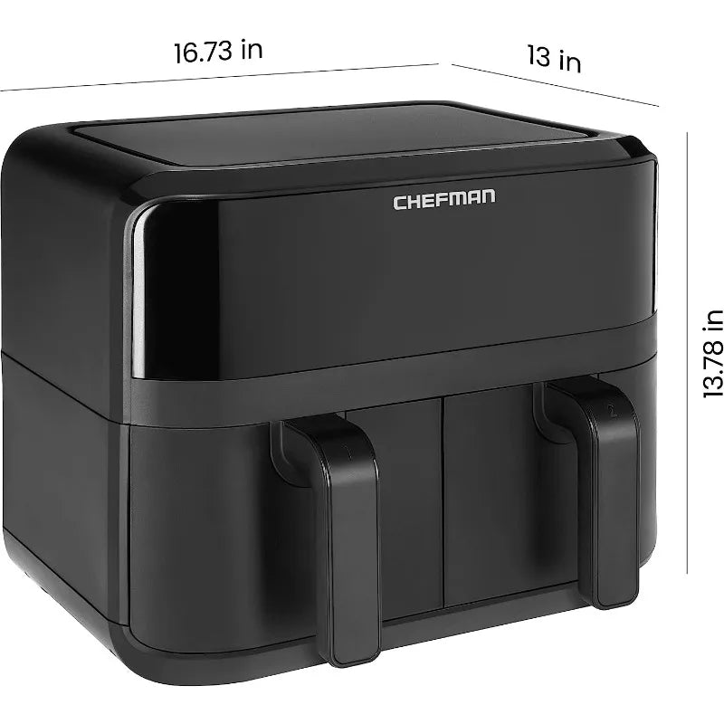 Chefman TurboFry Touch Dual Air Fryer, Double Basket Capacity, One-Touch Digital Controls