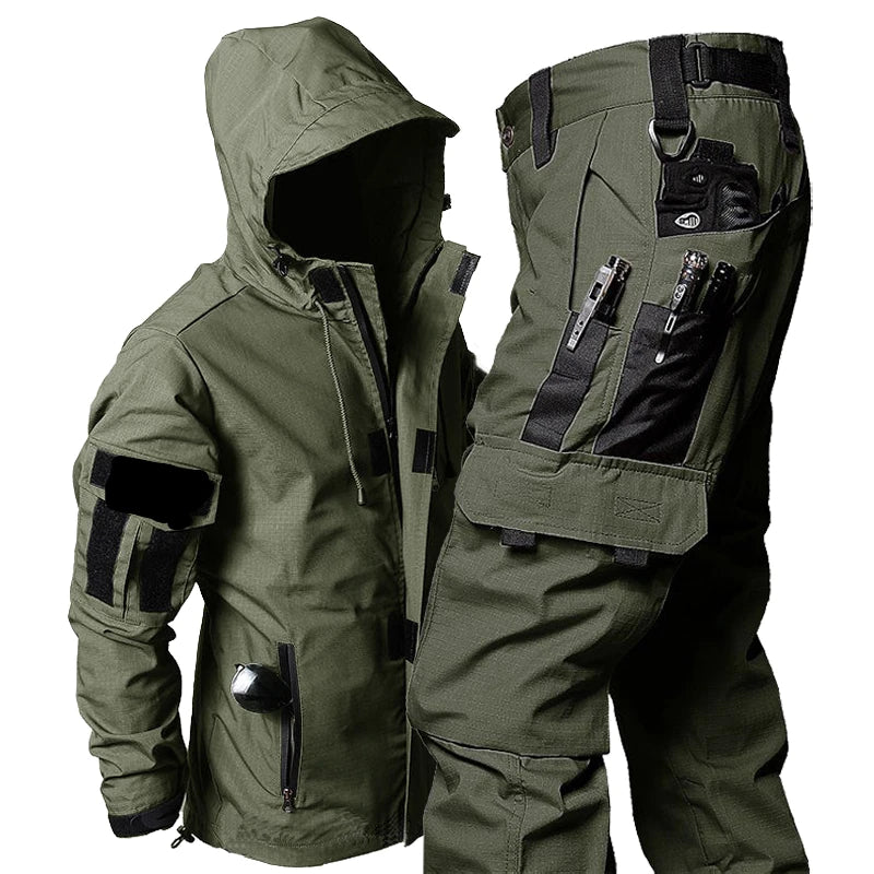 Men’s Military Tactical Bomber Set – Waterproof Jacket & Wear-Resistant Cargo Pants (2-Piece Combat Suit)