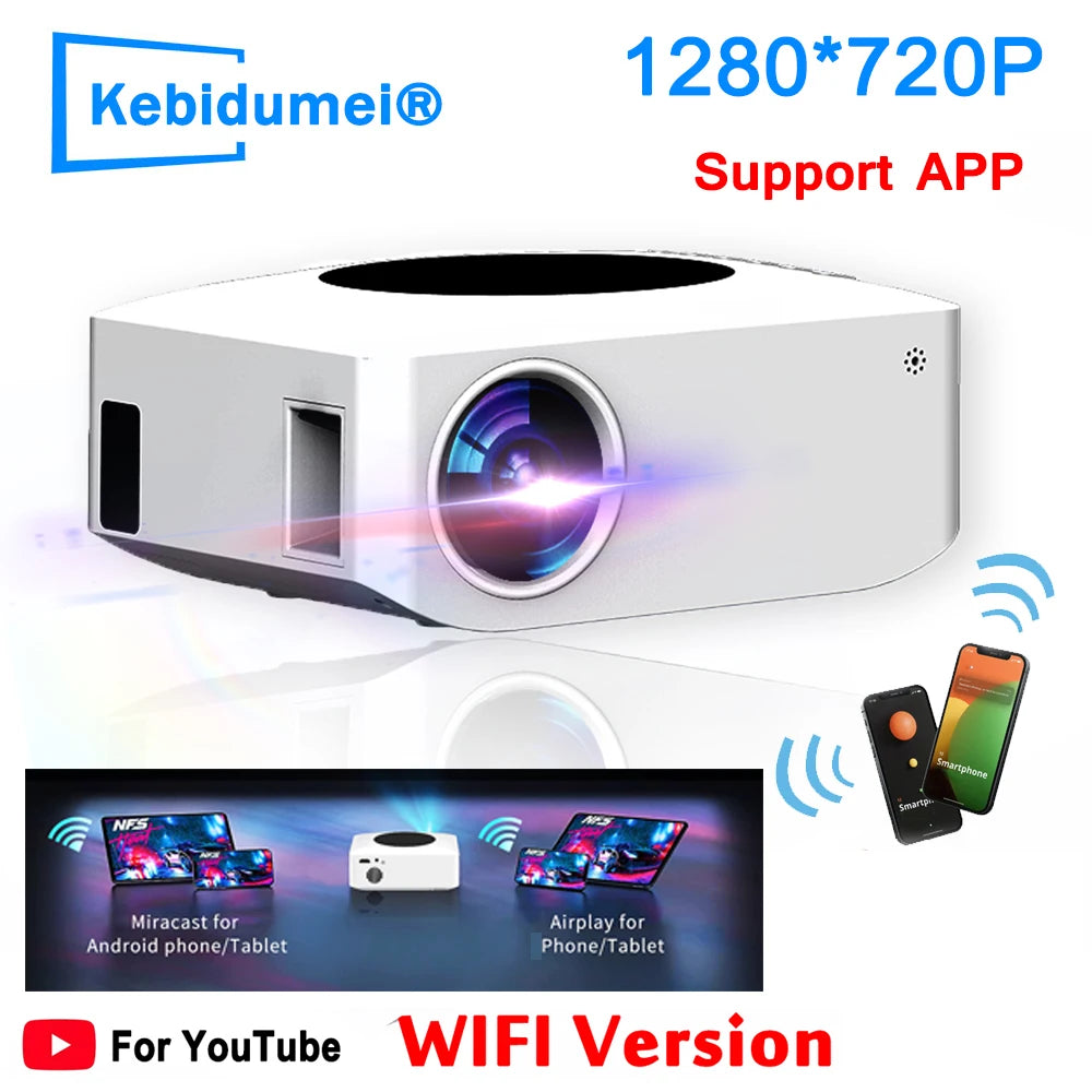 Wireless Projector Outdoor Support 1080P Mini Projector 360 Home Cinema HDMI-compatible Smart TV