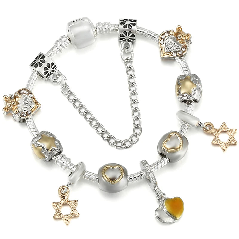 Luxury Crystal Bees Gold Color  Fine Charm Bracelet  for Girls and Women