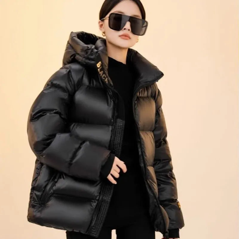 Women's  Down Winter Jacket  Short Parkas Loose Thick Warm Hooded Leisure Time Versatile Overcoat