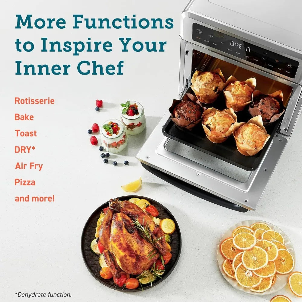 11-in-1 Air Fryer Oven, 13Qt Air Fryer with Rotisserie, Bake, Roast, Reheat Functions