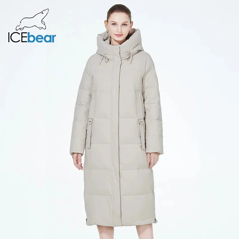 Women’s Maxi Long Winter Coat - ICEbear, Slim Fit, Warm Hooded Parka