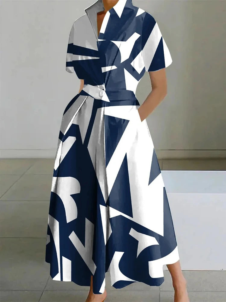 Elegant Geometric Printing  Women's Summer Dresses