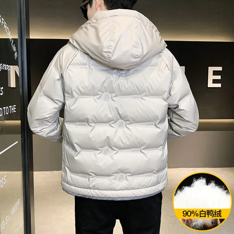 New Casual Vintage Hooded Short Down Jacket  Thickened Korean Version Fashion Trend Youth Puffer Coat