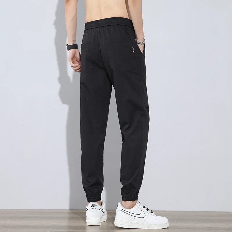 Spring Summer Men's  Casual Pants Business Stretch Slim Fit Elastic Waist Jogger Korean Classic Trousers