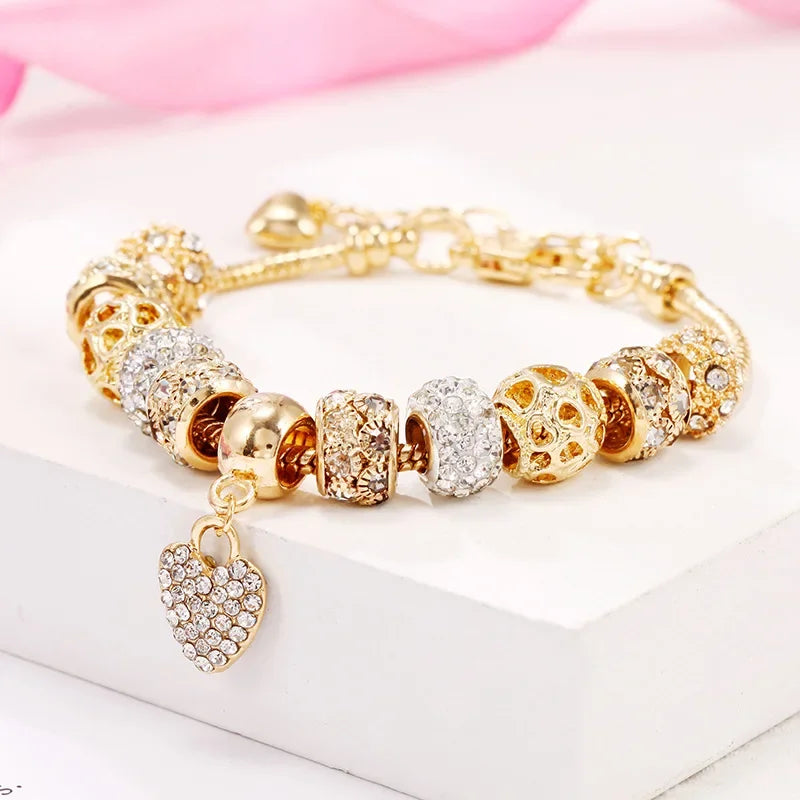 2024 New Crystal Heart Beads Charm Bracelets  for Women