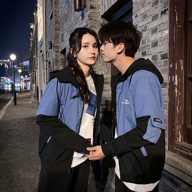 Spring Coat Korean Trend couple's Jackets  New Tooling All-match Casual Spring Autumn Lapel Jacket