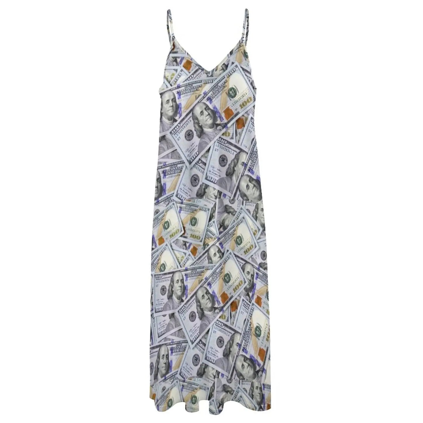 One Hundred Dollar Bills Pattern Sleeveless Women's Summer dress