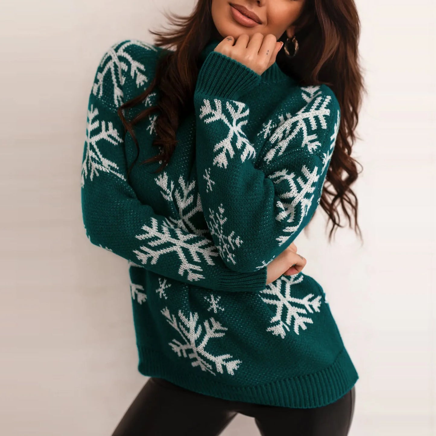 Women's Snowflake Knit Christmas Sweater