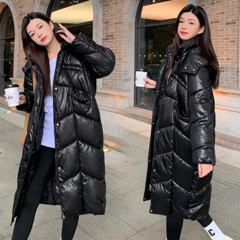 2023 New Women Winter Jacket – Loose Hooded Cotton Padded Parka, Korean Oversized Long Coat