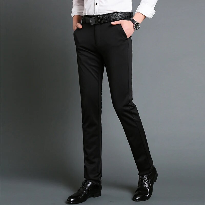 New Summer Men's Casual Pants Solid Thin Business Stretch Slim Fit Elastic Waist Street-wear  Jogger