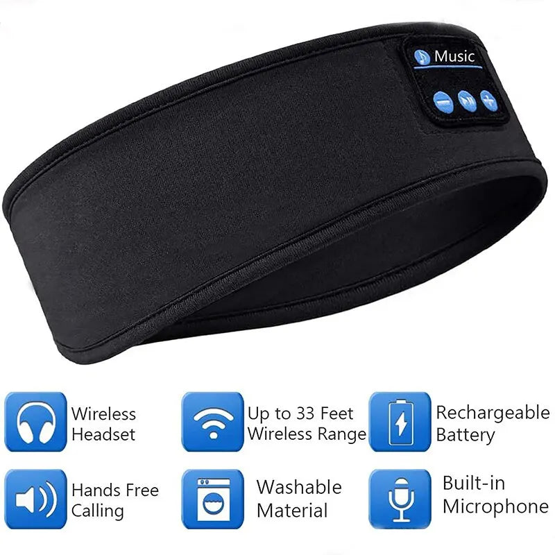 Headworn Wireless Bluetooth Music Eye Mask Hair Band Anti Noise Headband