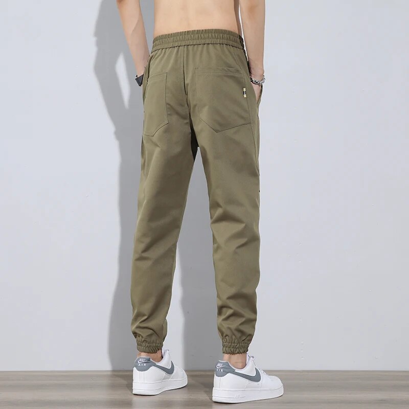 Spring Summer Men's  Casual Pants Business Stretch Slim Fit Elastic Waist Jogger Korean Classic Trousers