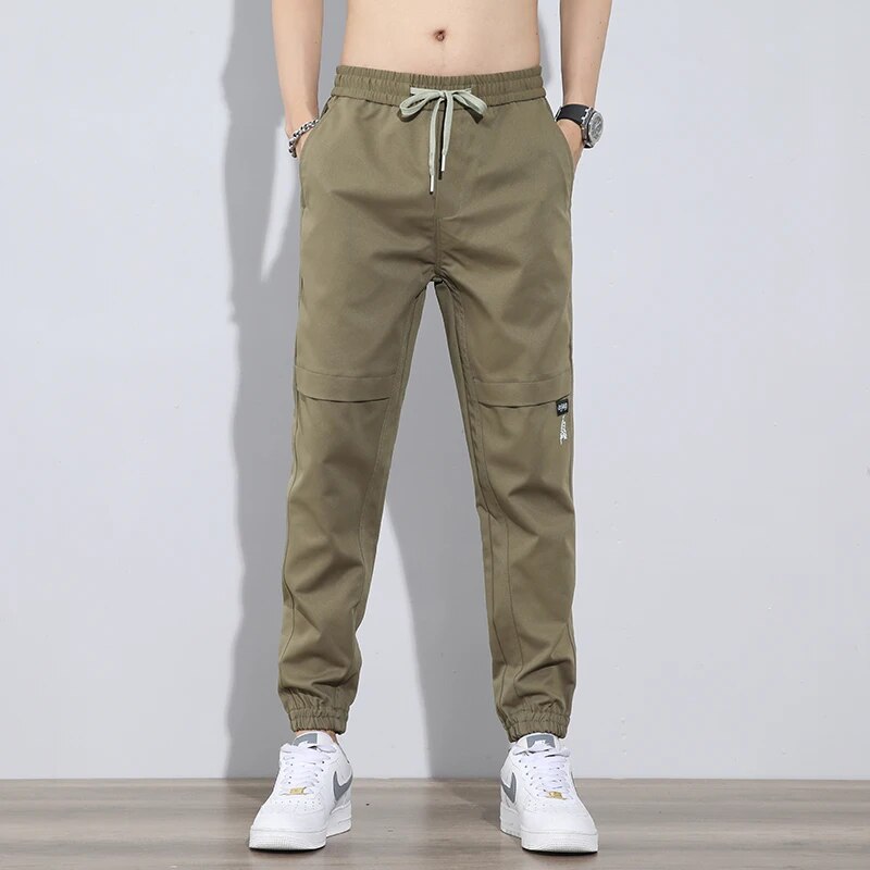 Spring Summer Men's  Casual Pants Business Stretch Slim Fit Elastic Waist Jogger Korean Classic Trousers