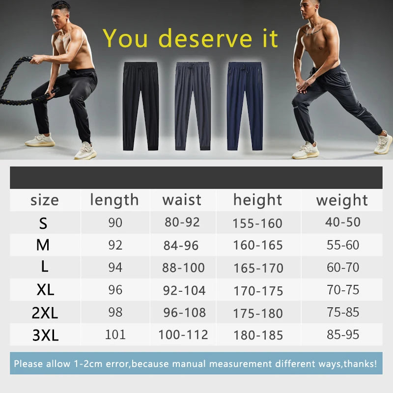 Quick Drying Sport Pants With Zipper & Pockets Fitness Casual Sweatpants