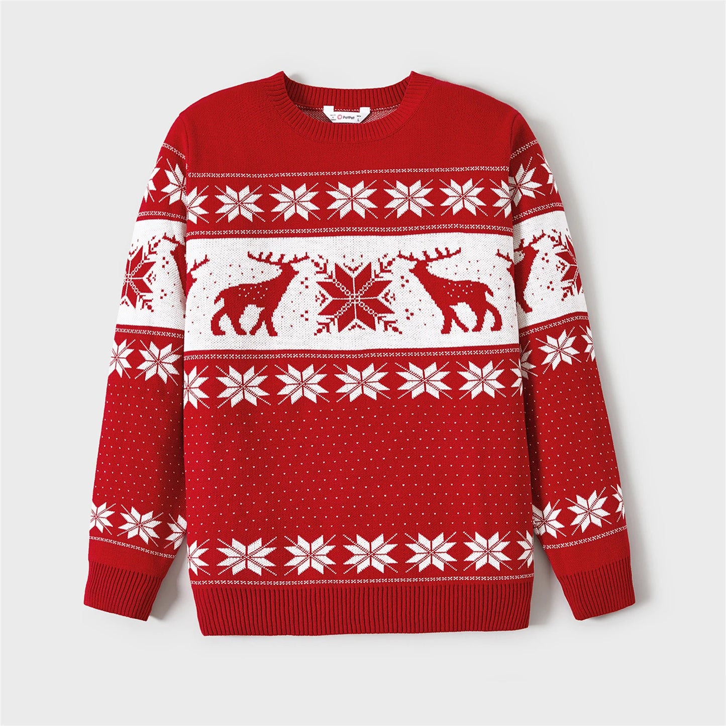 Christmas Sweater Family Matching Deer and Snowflake Graphic Long-sleeve Knitted Sweater