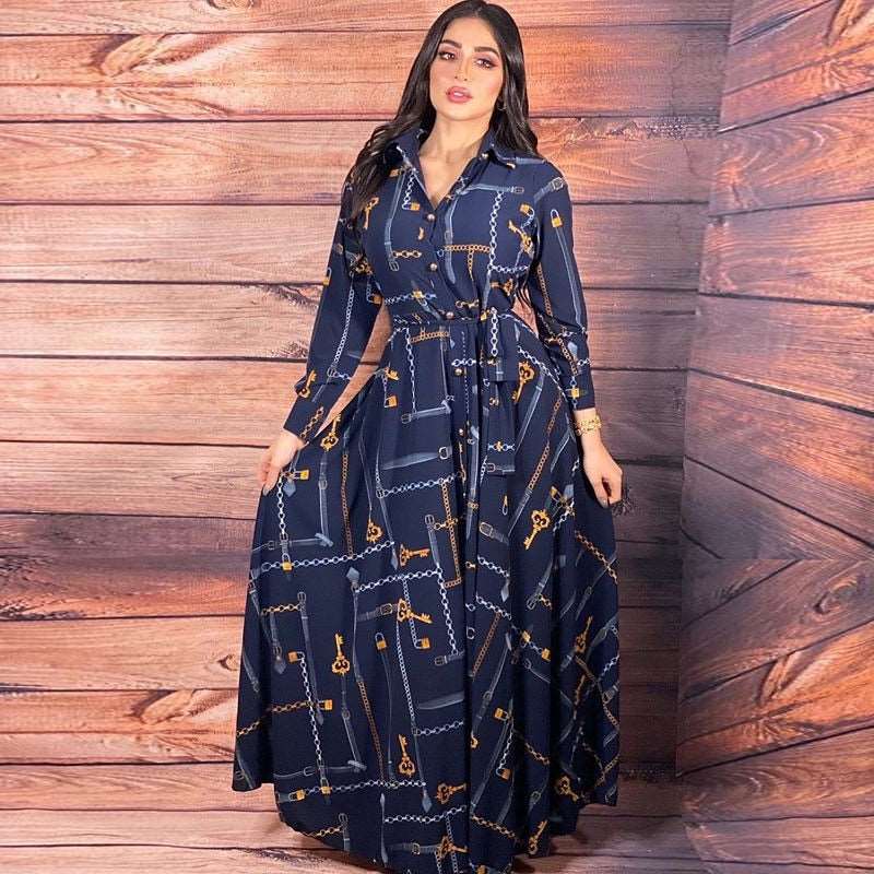 Abayas  Dubai Long Sleeves Printed Floral Robe  Arabic Turkey Islam Caftan Dress for Women