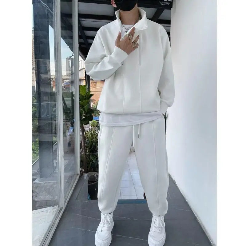 Autumn/ Winter Tracksuit Men 2 Piece Set Hip Hop Men Sports Wear Solid Color Fashion Sweatsuit