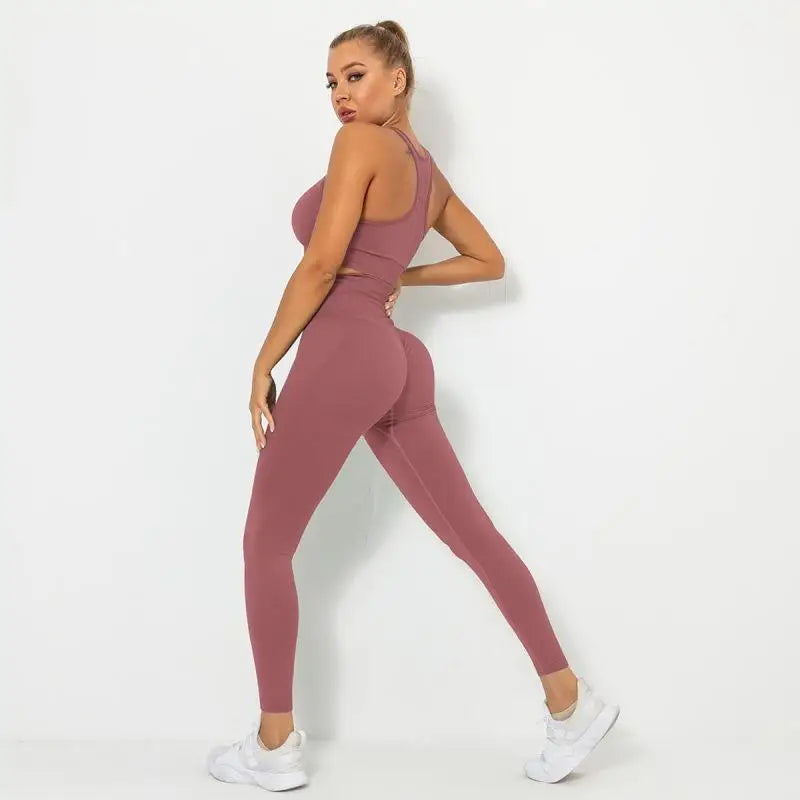 Women's  2 Pieces Seamless Leggings Sports Bra Tracksuits