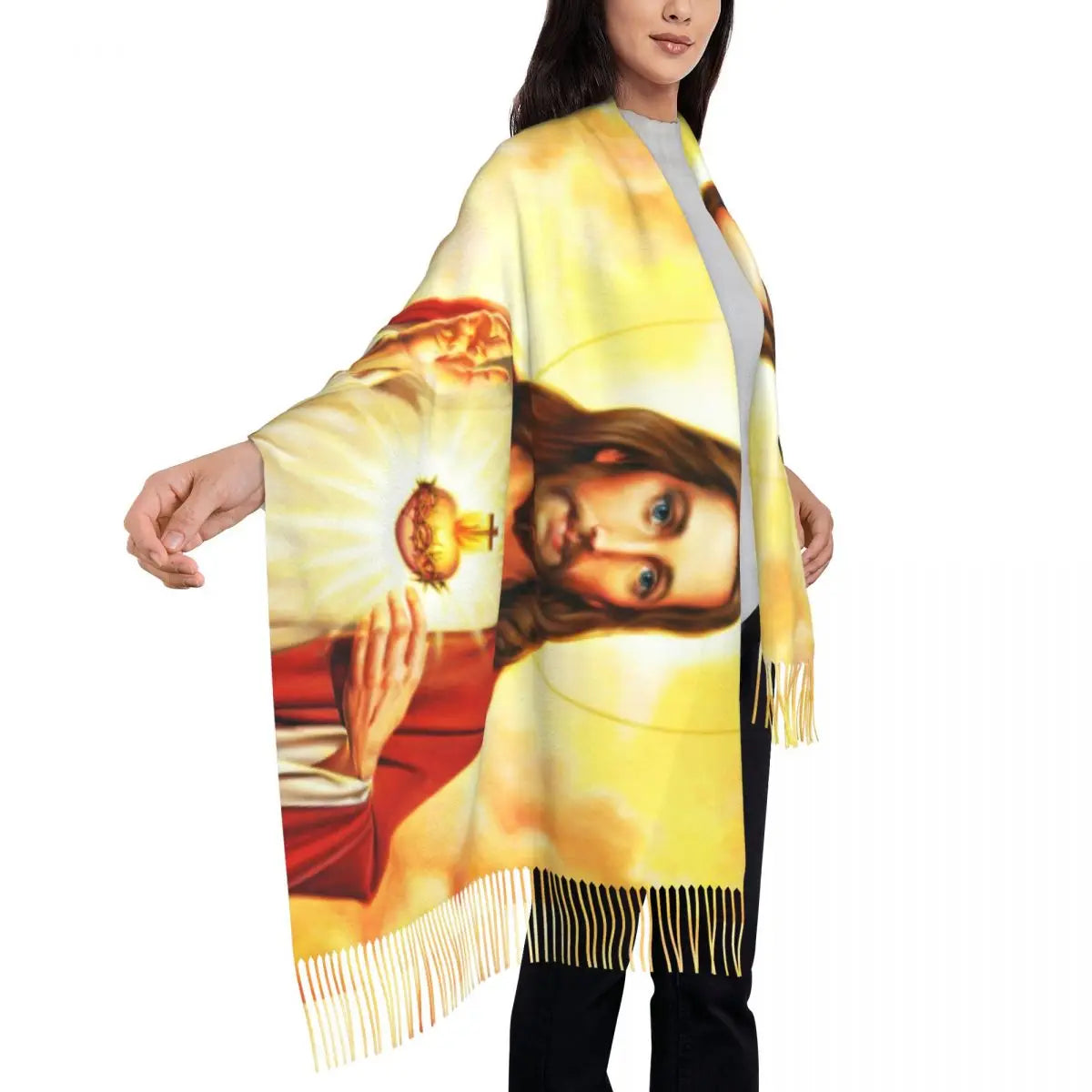 Long Warm Heart Of Jesus Scarves for Women