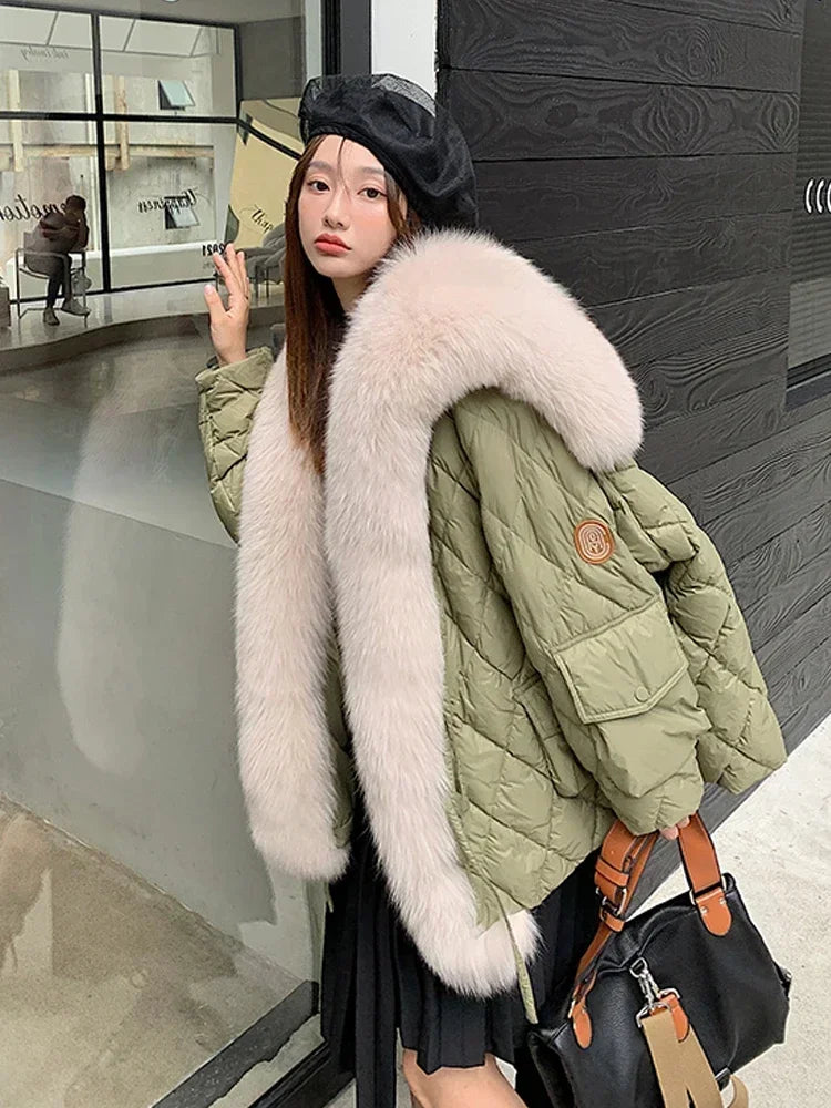 New Winter Park Coat Snow Coat High-Quality Soft Large Fur Collar Warm Coat for Women